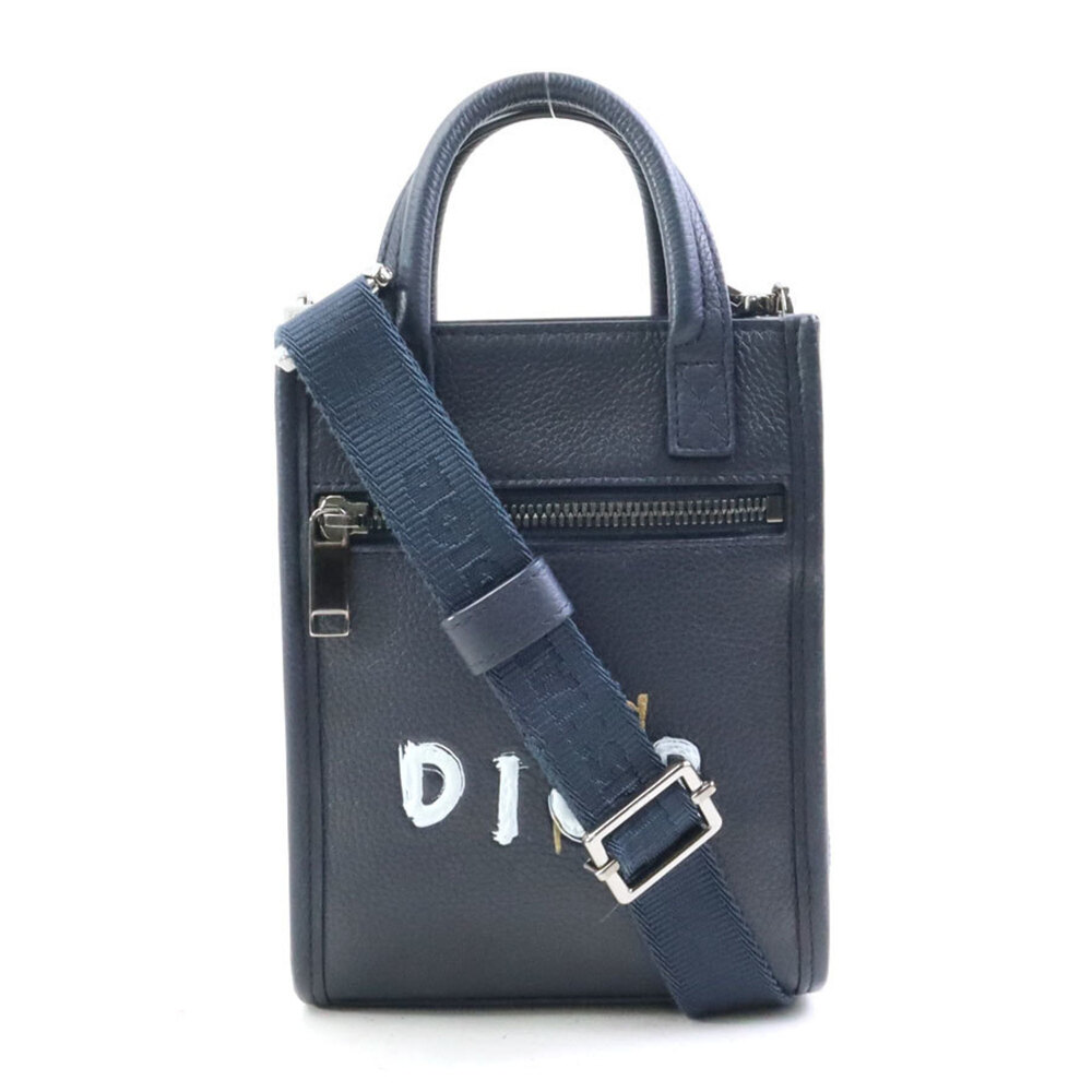 Christian Dior Shoulder Bag X Otani Workshop, Leather, Navy, Men's, Free Ship...